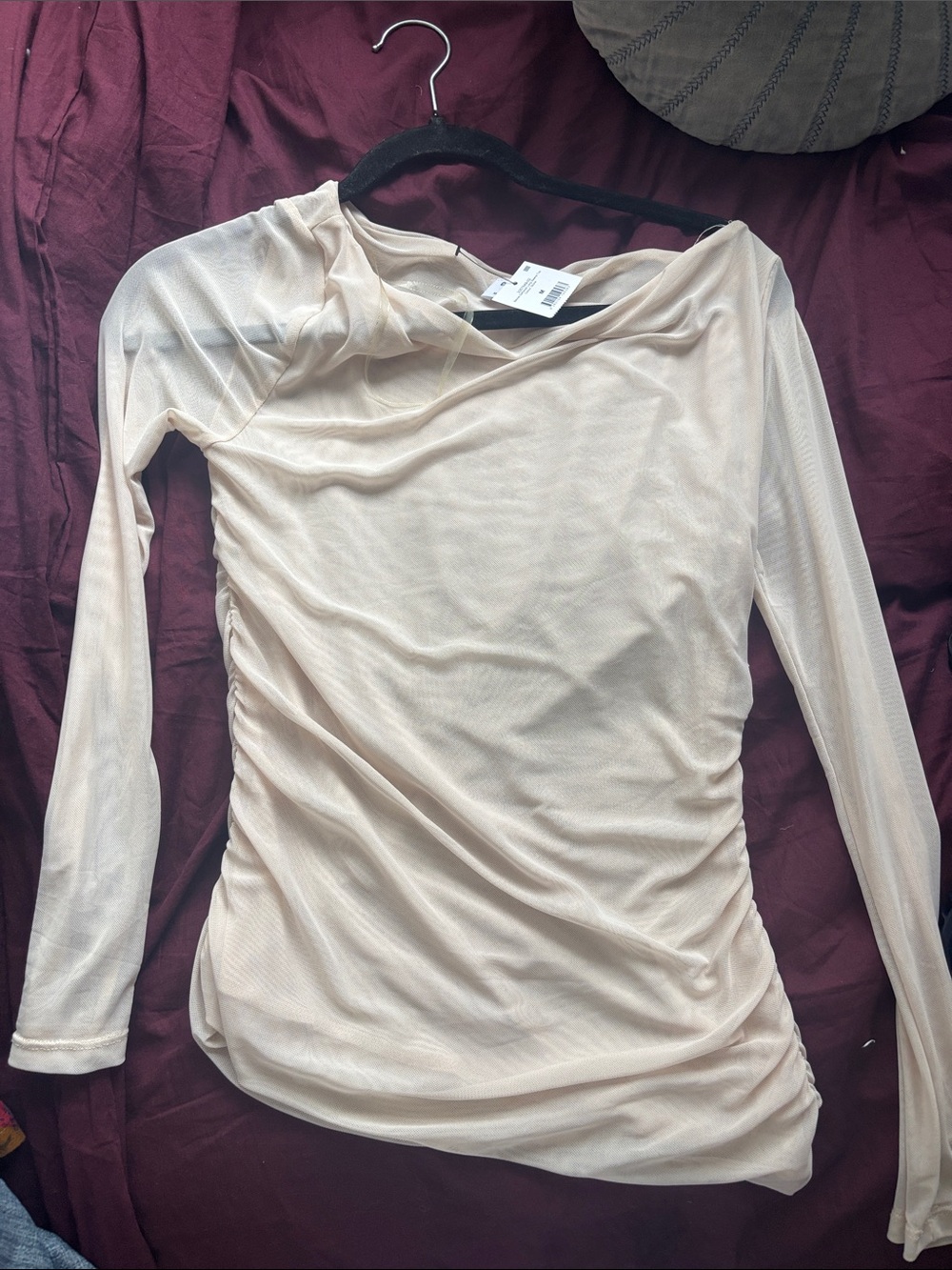 Cotton On Sheer Ruched Long Sleeve Top